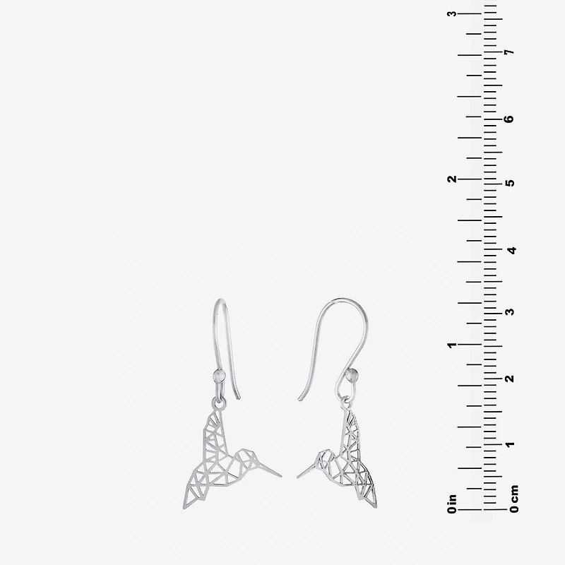 Silver Treasures Hummingbird Womens Sterling Silver Drop Earrings
