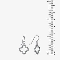 Silver Treasures Womens Cubic Zirconia Sterling Silver Clover Drop Earrings