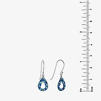 Silver Treasures Womens Blue Crystal Sterling Silver Oval Drop Earrings