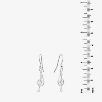 Silver Treasures Music Note Womens Cubic Zirconia Sterling Silver Round Drop Earrings