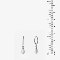 Silver Treasures Womens Simulated Pearl Sterling Silver Round Drop Earrings