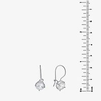 Silver Treasures Womens Cubic Zirconia Sterling Silver Round Drop Earrings