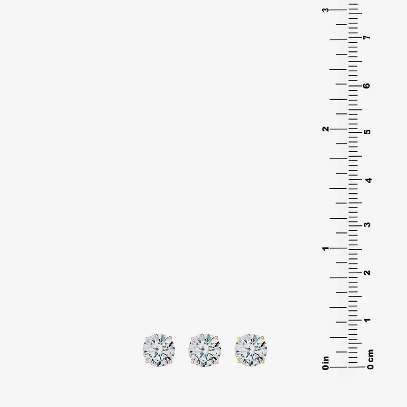 Silver Treasures Womens Cubic Zirconia Sterling Silver Pair Earring Set