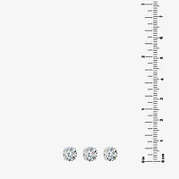 Silver Treasures Womens Cubic Zirconia Sterling Silver 3 Pair Earring Set