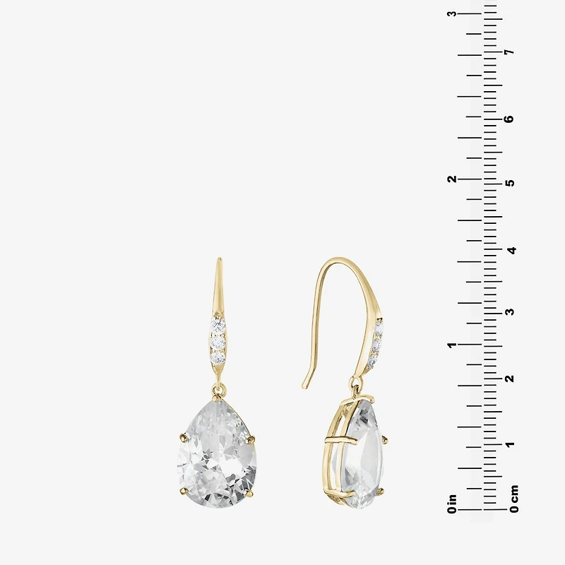 Sparkle Allure Womens Cubic Zirconia 14K Gold Over Brass Oval Drop Earrings