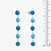 Sparkle Allure Womens Blue Crystal Pure Silver Over Brass Ball Drop Earrings