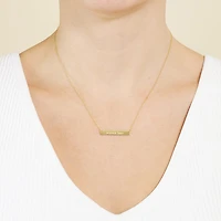 Silver Treasures Mama Bear Womens 14K Gold Over Silver Bar 16 Inch Pendant Necklace