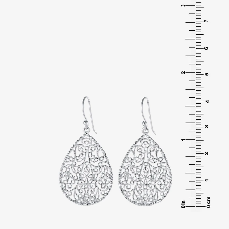 Silver Reflections Womens Pure Silver Over Brass Drop Earrings