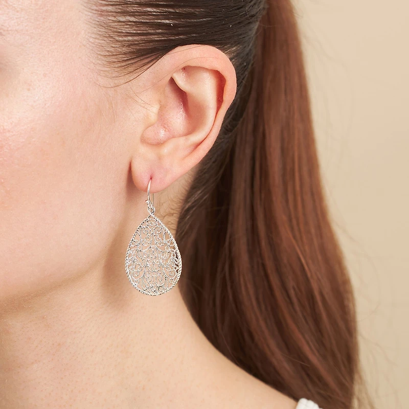 Silver Reflections Womens Pure Silver Over Brass Drop Earrings