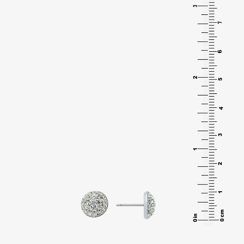 Silver Treasures Crystal Sterling Silver 9mm Round Stud Earrings