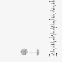 Silver Treasures Crystal Sterling Silver 9mm Round Stud Earrings