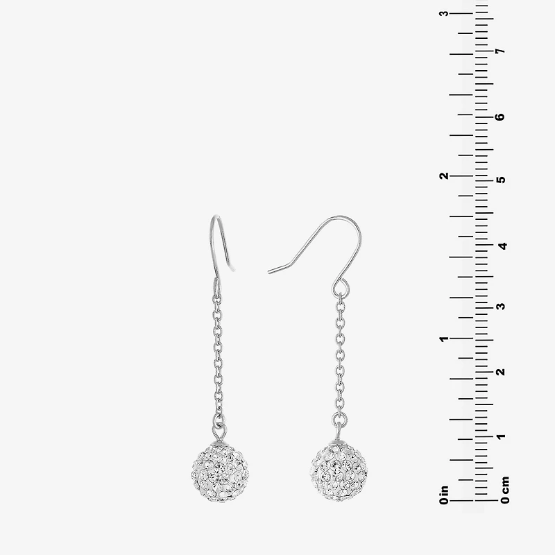 Silver Treasures Womens Crystal Sterling Silver Ball Drop Earrings