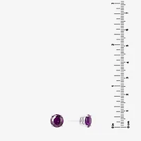 Silver Treasures Purple Cubic Zirconia Sterling Silver 7.1mm Stud Earrings