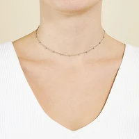 Silver Treasures Station Chain Bead Choker Womens Sterling Silver 12 Inch Choker Necklace