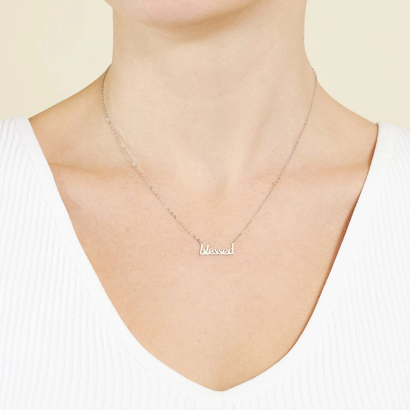 Silver Treasures Blessed Womens Sterling Silver 16 Inch Pendant Necklace