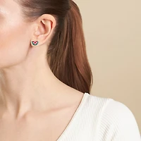 Silver Treasures Watermelon Multi Color Crystal Sterling Silver 11mm Stud Earrings