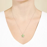 Sparkle Allure Turtle Womens Green Pure Silver Over Brass 18 Inch Pendant Necklace