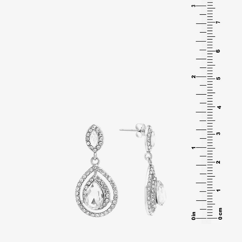 Sparkle Allure Womens Crystal Pure Silver Over Brass Drop Earrings