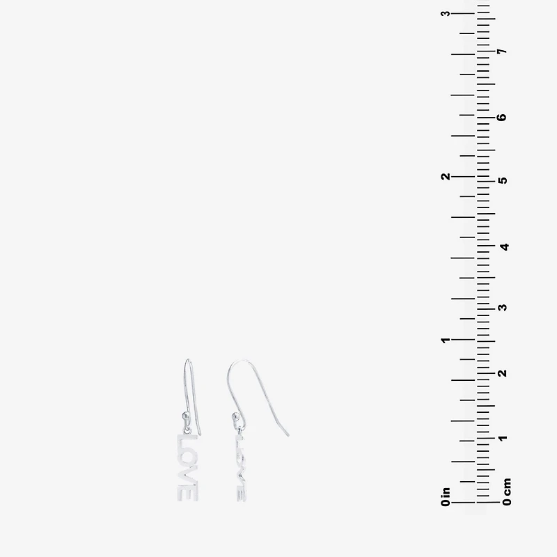 Silver Treasures Love Womens Sterling Silver Drop Earrings