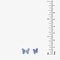 Silver Treasures Blue Cubic Zirconia Sterling 7.8mm Butterfly Stud Earrings