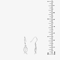 Silver Treasures Jesus Fish Womens Sterling Silver Drop Earrings
