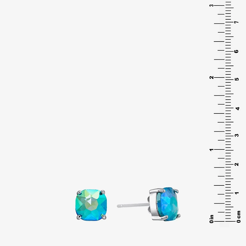 Sparkle Allure Blue Crystal 12mm Square Stud Earrings