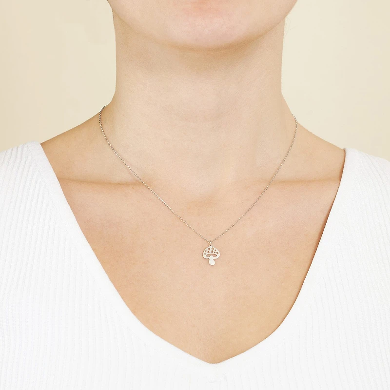 Silver Treasures Mushroom Womens Sterling Silver 16 Inch Pendant Necklace