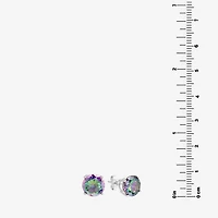 Silver Treasures Multi Color Cubic Zirconia Sterling Silver 7.8mm Stud Earrings
