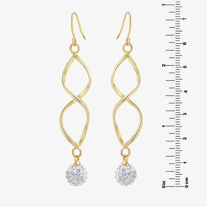 Sparkle Allure Twist Womens Crystal 24K Gold Over Brass Drop Earrings