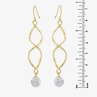 Sparkle Allure Twist Womens Crystal 24K Gold Over Brass Drop Earrings