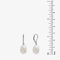 Silver Treasures Womens White Cultured Freshwater Pearl Sterling Silver Drop Earrings