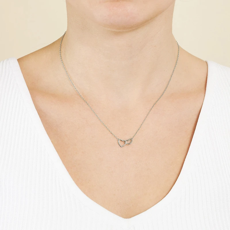 Silver Treasures Womens Sterling Silver Heart 16 Inch Pendant Necklace