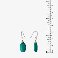 Silver Treasures Simulated Womens Blue Turquoise Sterling Silver Oval Drop Earrings