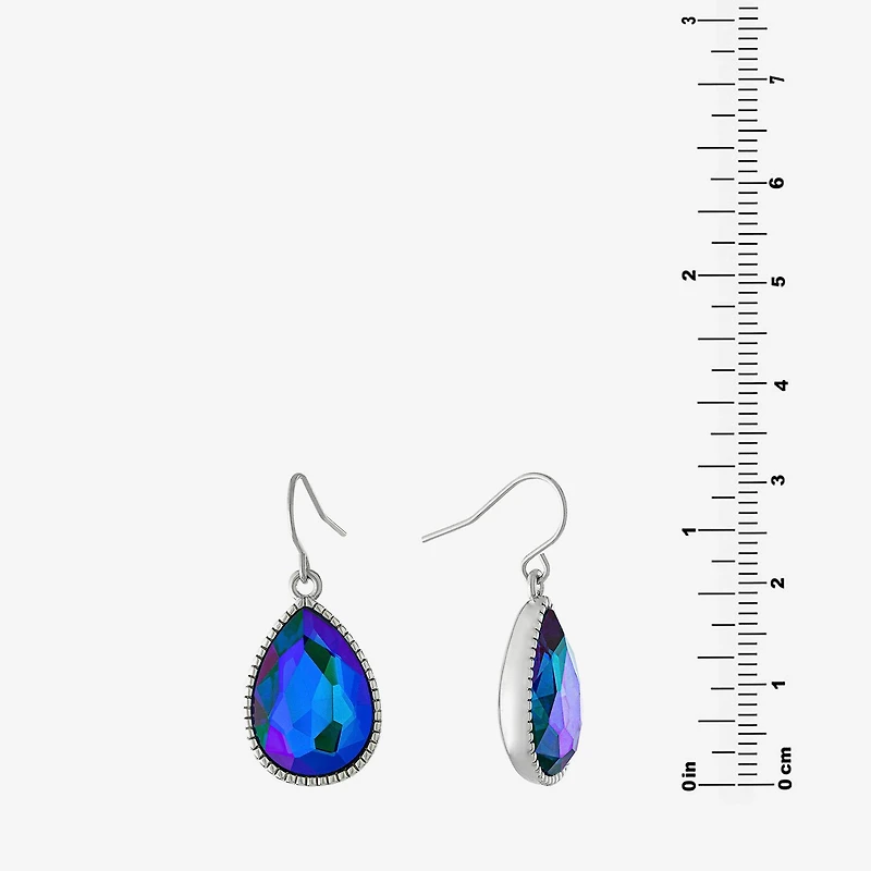 Sparkle Allure Silver Reflections Womens Blue Crystal Pure Over Brass Pear Drop Earrings