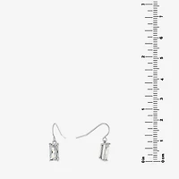 Silver Treasures Womens Cubic Zirconia Sterling Silver Rectangular Drop Earrings