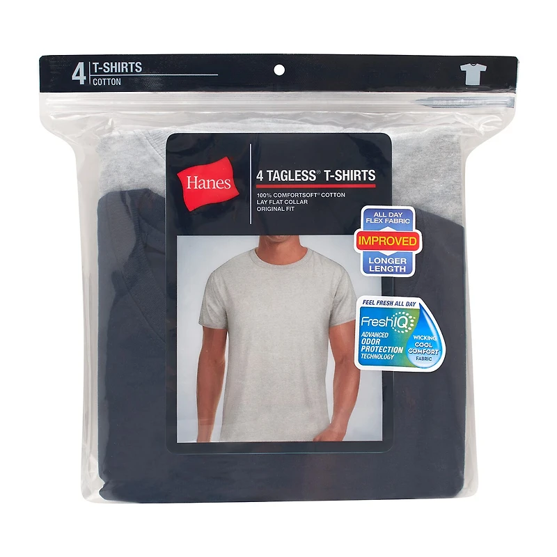 Hanes Comfortsoft Mens 4 Pack Short Sleeve Crew Neck Moisture Wicking T-Shirt