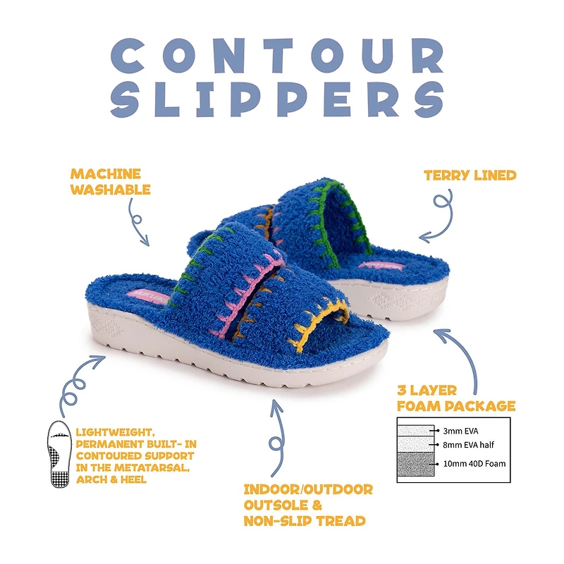 Muk Luks Double Strap Womens Memory Foam Slip-On Slippers