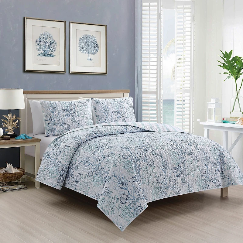 Richmond Park Cabana Coral 3-pc. Quilt Set