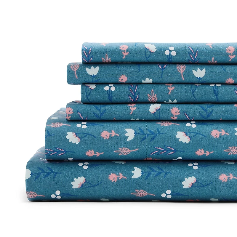 Home Expressions Cool And Crisp 6pc Cotton Percale Sheet Set