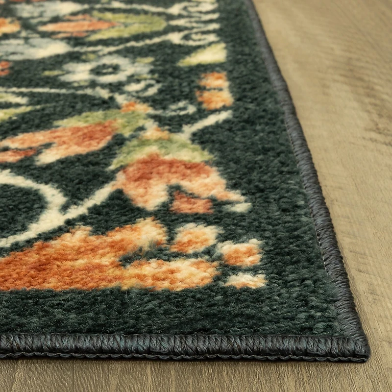 Maples Multi Floral Navy Indoor Rectangular Accent Rug