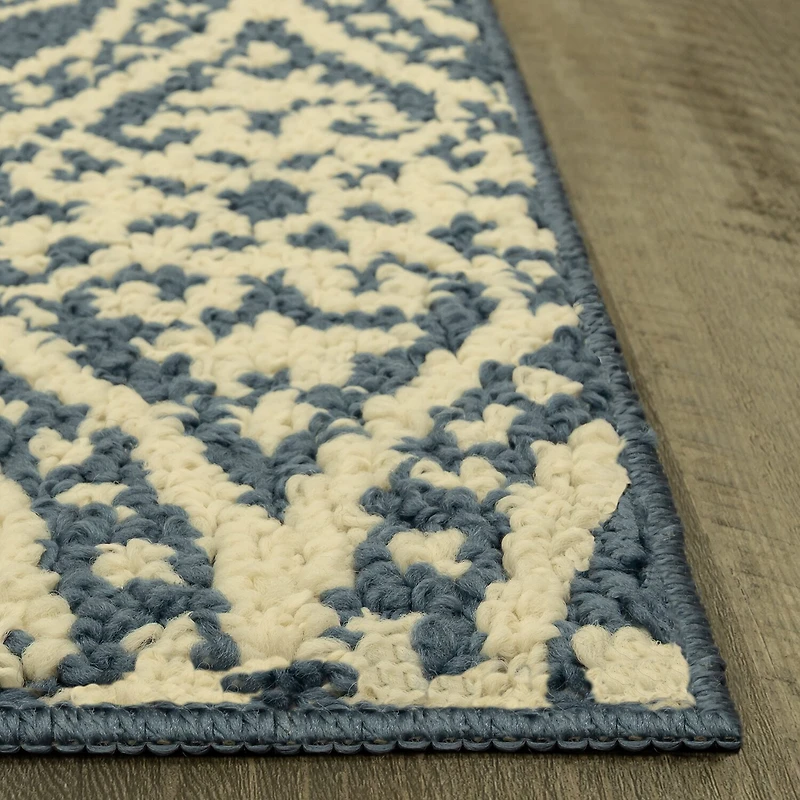 Maples Circle Medallion Blue Indoor Rectangular Accent Rug