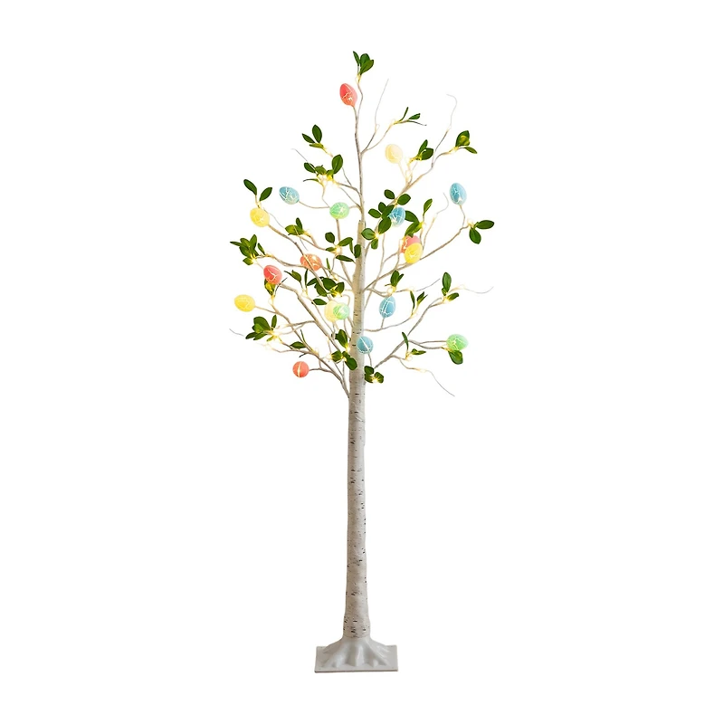 Nearly Natural 5ft Blooming Easter Egg Twig Lighted Indoor Artificial Tree