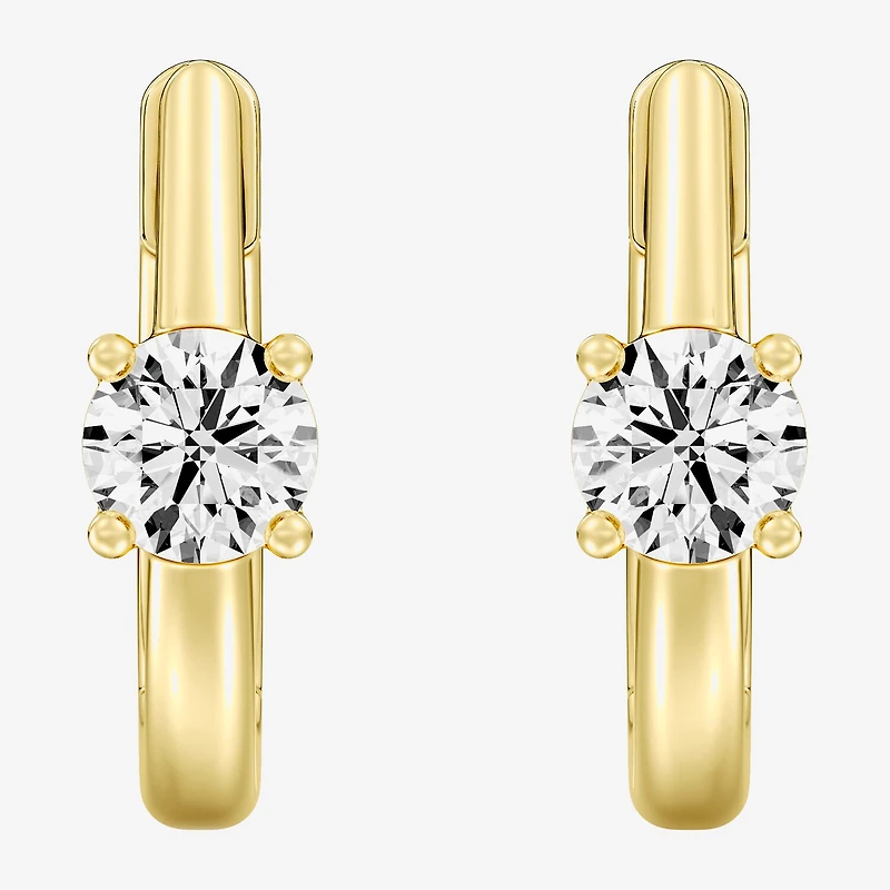 (F/Si1-Si2) Womens 5/8 CT. T.W. Lab Grown White Diamond 14K Gold Over Silver or Sterling 15.2mm Round Hoop Earrings