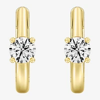 (F/Si1-Si2) Womens 5/8 CT. T.W. Lab Grown White Diamond 14K Gold Over Silver or Sterling 15.2mm Round Hoop Earrings