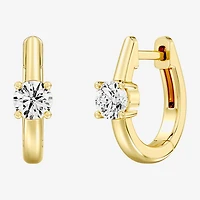 (F/Si1-Si2) Womens 5/8 CT. T.W. Lab Grown White Diamond 14K Gold Over Silver or Sterling 15.2mm Round Hoop Earrings