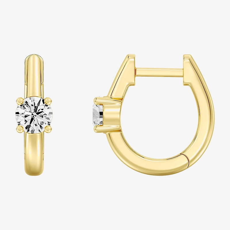 (F/Si1-Si2) Womens 5/8 CT. T.W. Lab Grown White Diamond 14K Gold Over Silver or Sterling 15.2mm Round Hoop Earrings
