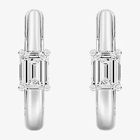 (F/Si1-Si2) Womens 5/8 CT. T.W. Lab Grown White Diamond 14K Gold Over Silver or Sterling 15.2mm Hoop Earrings