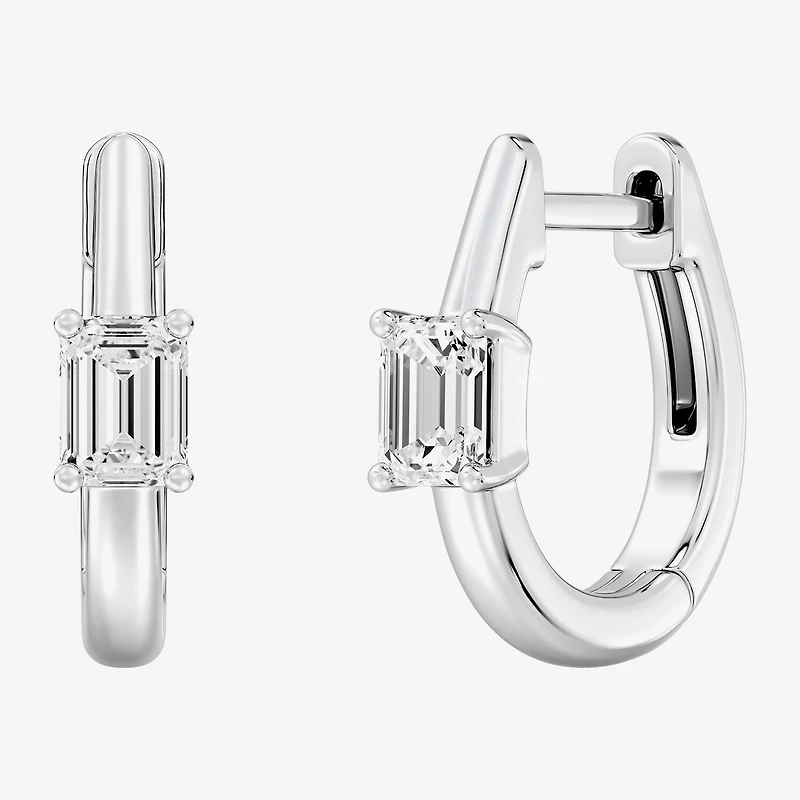 (F/Si1-Si2) Womens 5/8 CT. T.W. Lab Grown White Diamond 14K Gold Over Silver or Sterling 15.2mm Hoop Earrings