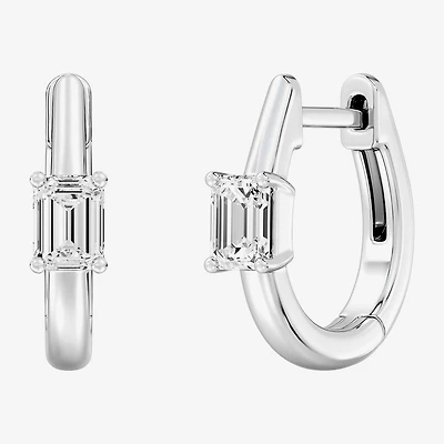 (F/Si1-Si2) Womens 5/8 CT. T.W. Lab Grown White Diamond 14K Gold Over Silver or Sterling 15.2mm Hoop Earrings