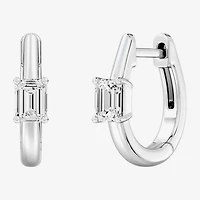 (F/Si1-Si2) Womens 5/8 CT. T.W. Lab Grown White Diamond 14K Gold Over Silver or Sterling 15.2mm Hoop Earrings